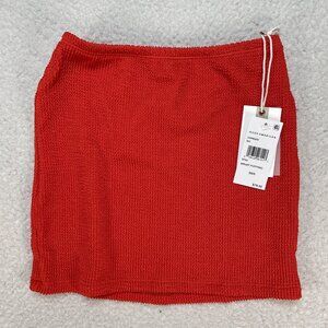 Good American Skirt Women’s 00 Bright Poppy Red Crinkle Mini Cover Up Beach NWT